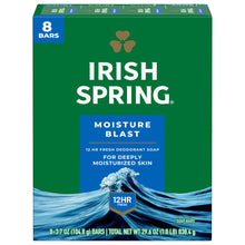 Load image into Gallery viewer, Irish Spring Moisture Blast Deodorant Bar Soap for Men, 3.7 oz Bar (8 Pack)
