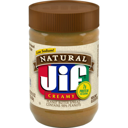 Jif Natural Creamy Peanut Butter Spread, 16-Ounce Jar 454g
