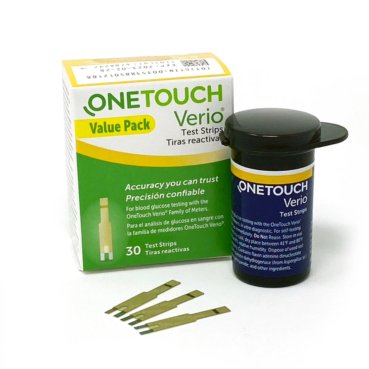 OneTouch Verio Test Strips for Diabetes - 30 Count | Diabetic Test Strips for Blood Sugar Monitor | Home Self Glucose Testing - 1 Box (30 Test Strips)