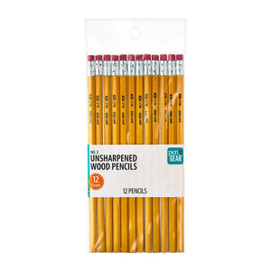 Pen+Gear Unsharpened Wood Pencils, #2 HB Lead, Yellow, 12 Count