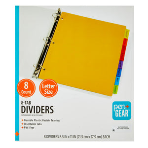 Pen+Gear 8-Tab Letter Size Dividers, 8 Count