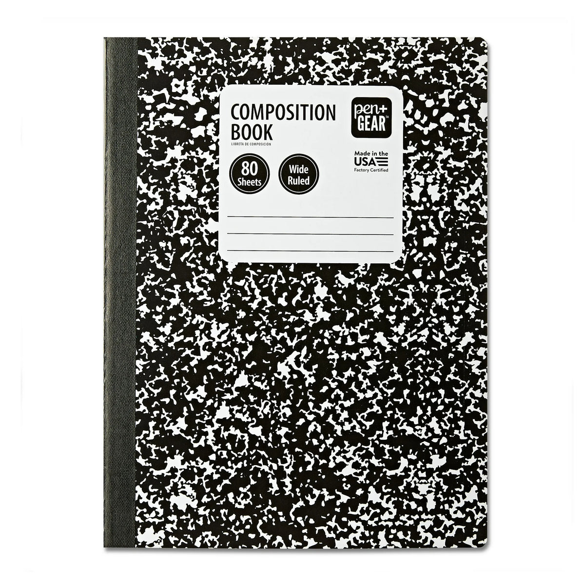 Pen+Gear Composition Book, Wide Ruled, 7.5"x 9.75", Marble Design, Paper Cover, 80 Sheets