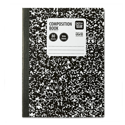 Pen+Gear Composition Book, Wide Ruled, 7.5"x 9.75", Marble Design, Paper Cover, 80 Sheets