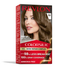 Load image into Gallery viewer, Revlon ColorSilk Permanent Hair Color, Bond Repair Complex, 50 Light Ash Brown
