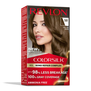 Revlon ColorSilk Permanent Hair Color, Bond Repair Complex, 50 Light Ash Brown