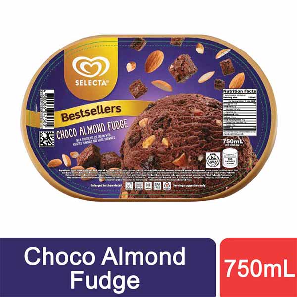 Selecta Ice Cream Supreme Choco Almond Fudge 750ml