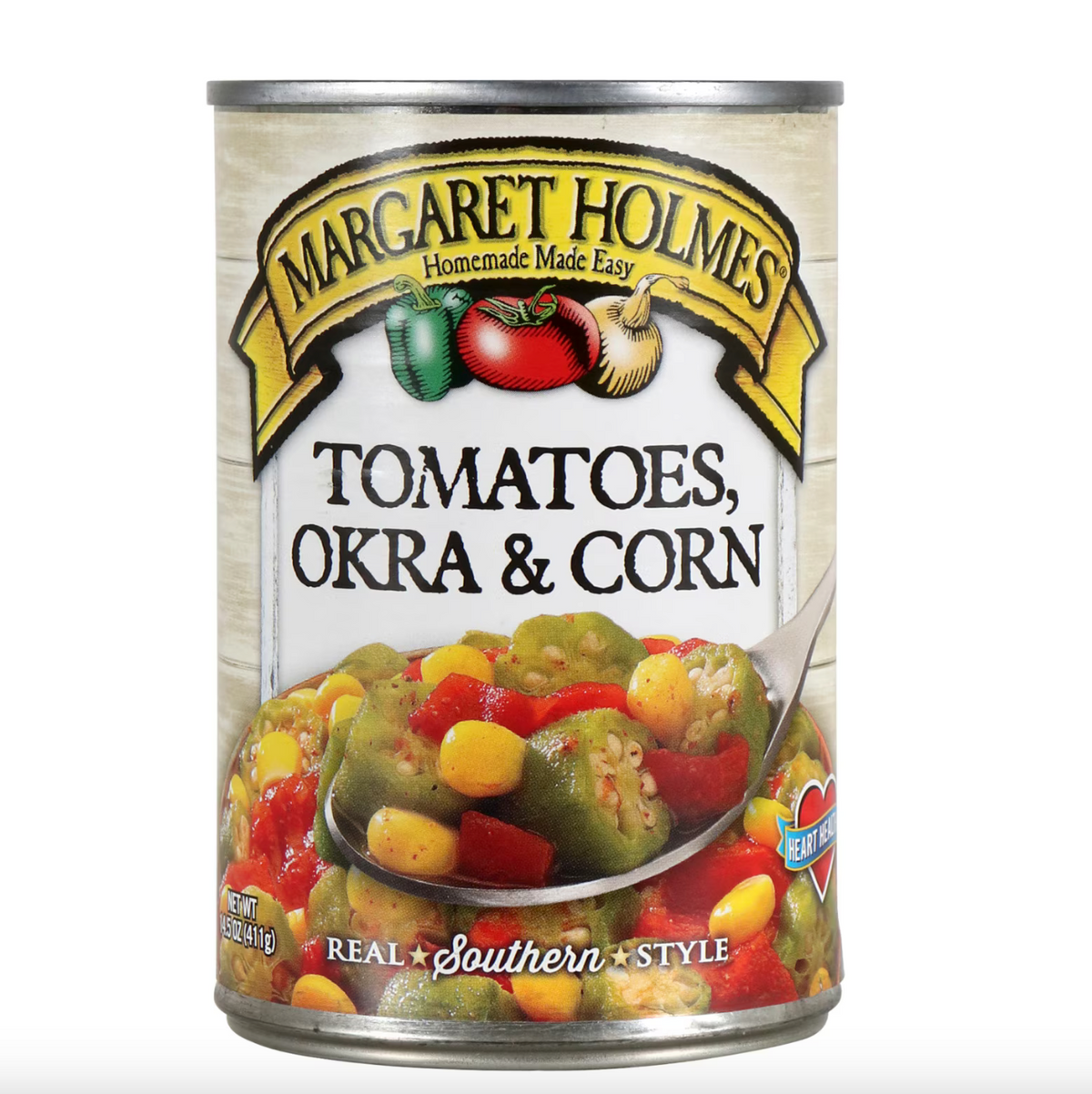 Margaret Holmes Tomatoes, Okra, And Corn, 14.5 oz. 411g
