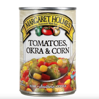 Margaret Holmes Tomatoes, Okra, And Corn, 14.5 oz. 411g