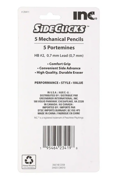 Inc Sideclicks Mechanical Pencils, 5-ct.