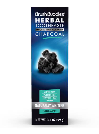 Brush Buddies Charcoal Infused Herbal Toothpaste, 3.5-oz. Tubes