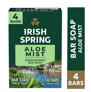 Irish Spring Aloe Mist Deodorant Bar Soap for Men, All Skin Types, 3.7 Ounce, 4 Bar Pack