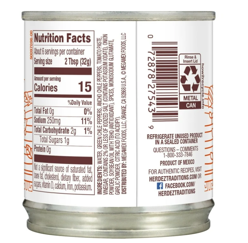 HERDEZ Ranchero Salsa, Regular Medium, 7 oz Aluminum Can