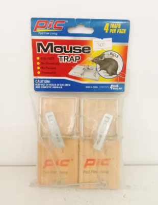 Pic Pest-Free Living Wood Mouse Traps, 4pcs in 1 pack