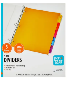 Pen+Gear 8-Tab Letter Size Dividers, 8 Count