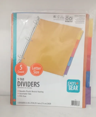 Pen+Gear 8-Tab Letter Size Dividers, 8 Count