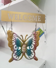 Load image into Gallery viewer, Garden Collections Garden Welcome Butterfly Sign Color Gold
