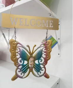 Garden Collections Garden Welcome Butterfly Sign Color Gold