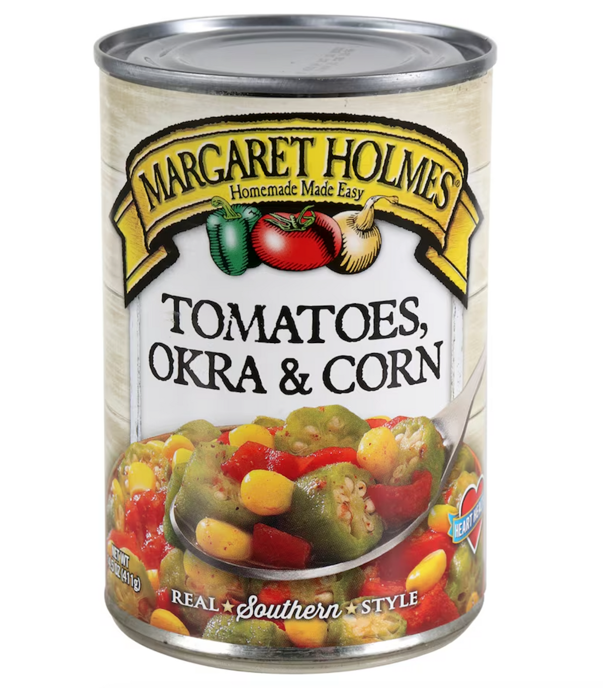 Margaret Holmes Tomatoes, Okra, And Corn, 14.5 oz. 411g