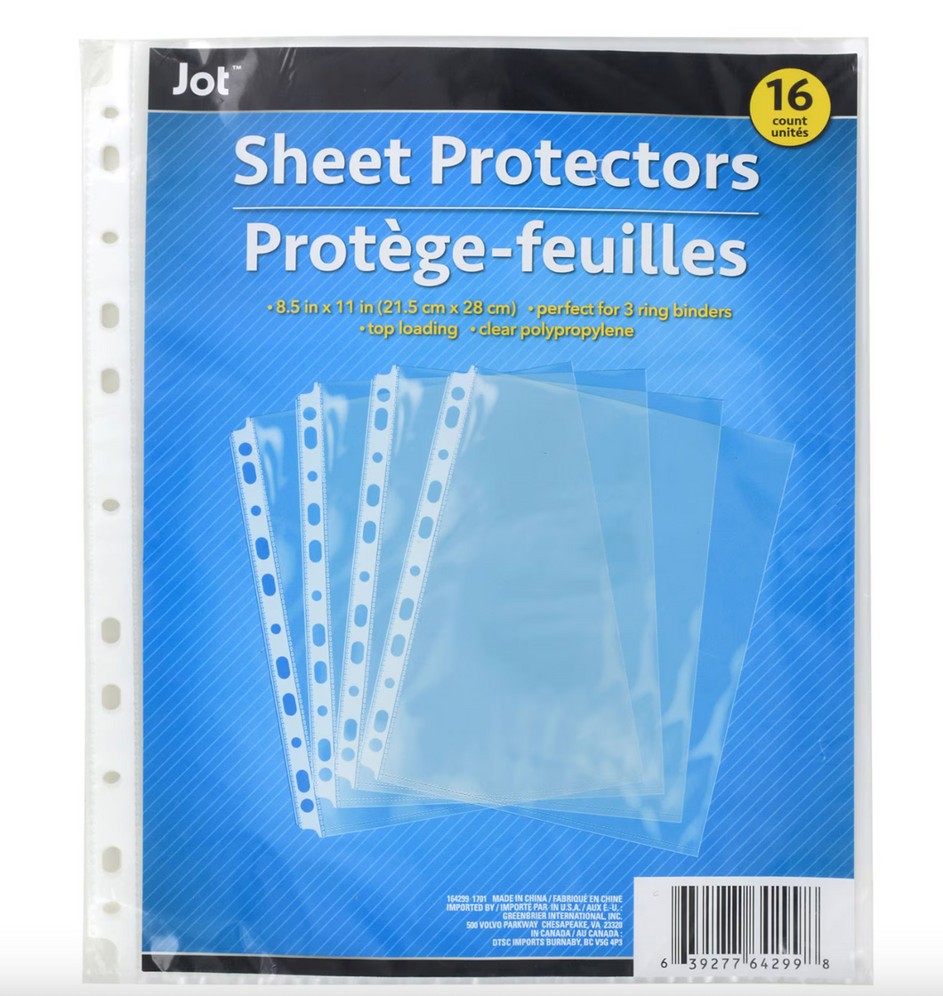 Jot 16 sheet protectors