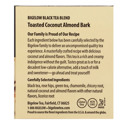 Bigelow Toasted Coconut Almond Bark, Black Tea Bags, 18 Count