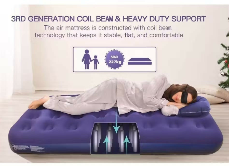 Air Bed Double with electric pump for single size inflatable airbed mattres