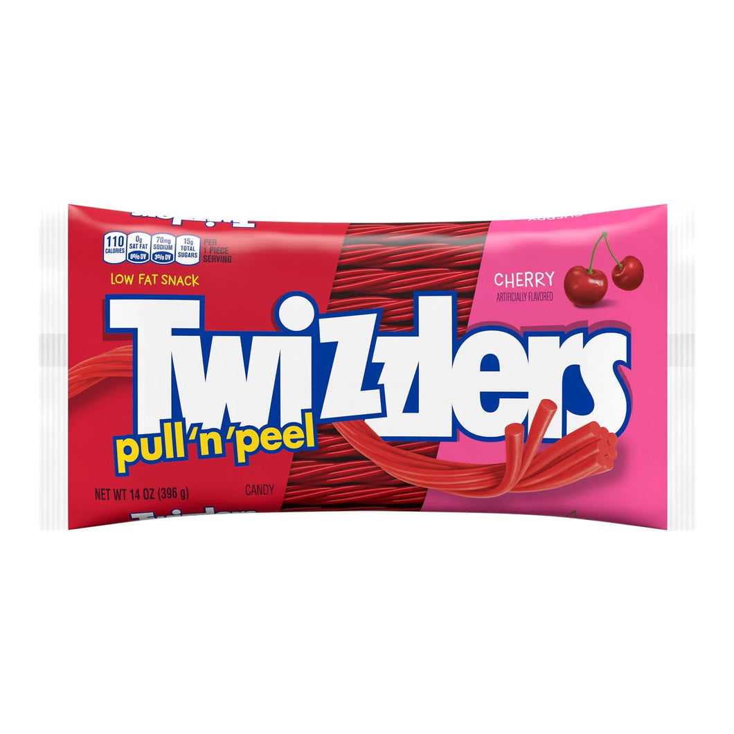 Twizzlers Pull 'N' Peel Cherry Flavored Licorice Style Low Fat Candy, Bag 14 oz