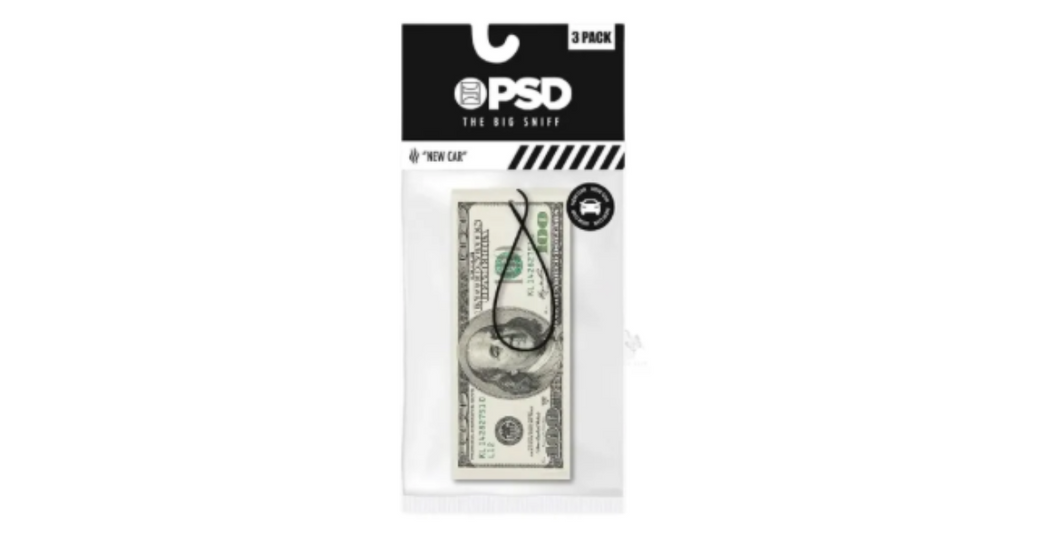 3 Pack 100 Dollar Bill Air Freshener, New Car Scent, Long Lasting Odor Eliminator, Fun Rearview Mirror Accessory, Freshens Up Any Vehicle, Novelty Car Decor, Hanging Design for Easy Use