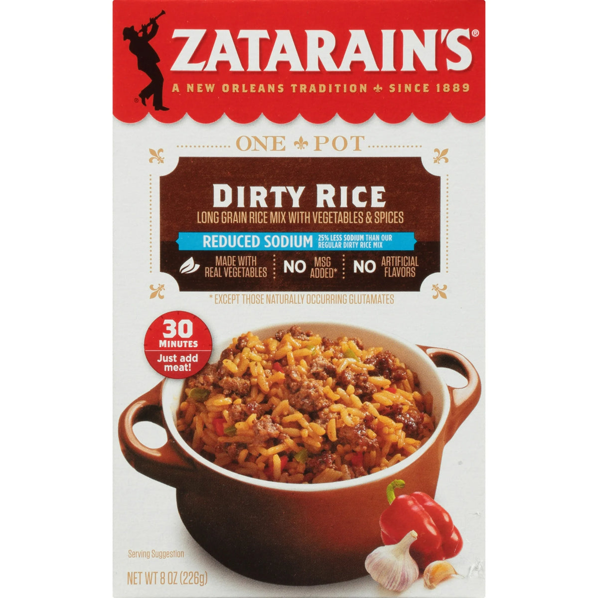 Zatarain's No Artificial Flavors Gluten Free Reduced Sodium Dirty Rice, 8 oz Box