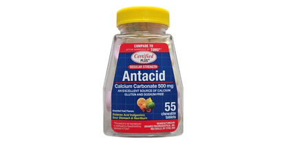 Certified Plus Antacid Calcium Carbonate 500mg  55 Chewable Tablets