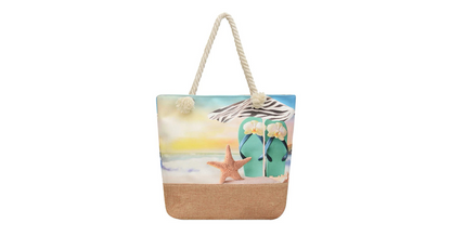 Printed Beach Bag Fashionable Women’s Canvas Bag with Rope