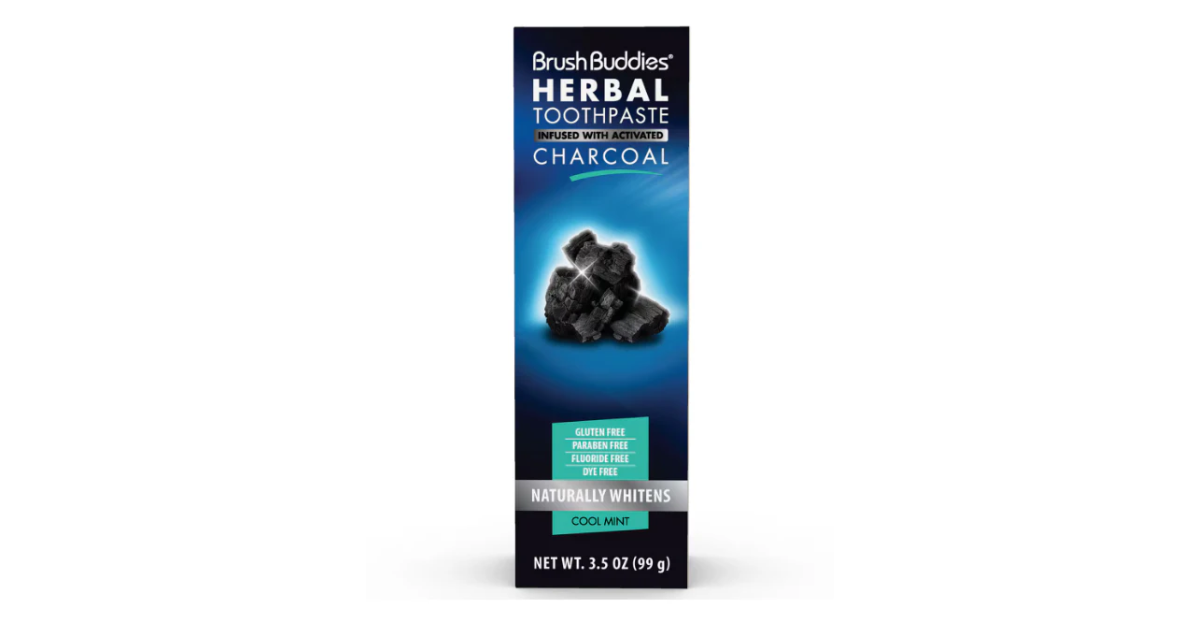 Brush Buddies Charcoal Infused Herbal Toothpaste, 3.5-oz. Tubes