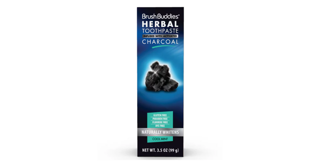 Brush Buddies Charcoal Infused Herbal Toothpaste, 3.5-oz. Tubes