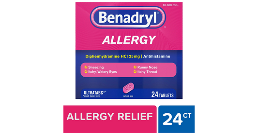 Benadryl Ultratabs Antihistamine Cold & Allergy Relief Tablets, 24 Count