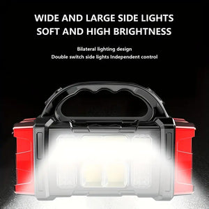 Versatile Solar-Powered Flashlight with 1500mAh Rechargeable Battery, USB Charging & Red Light - Perfect for Camping, Fishing & Outdoor Adventures