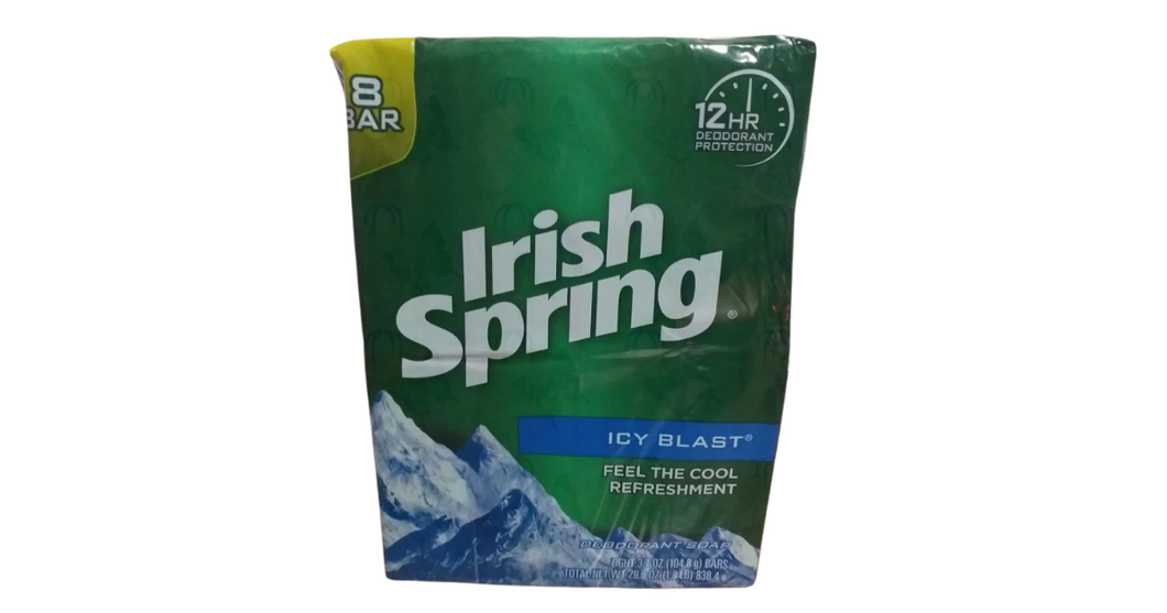 Irish Spring Icy blast 12 hr deodorant protection 8 bar soap 29.6 oz