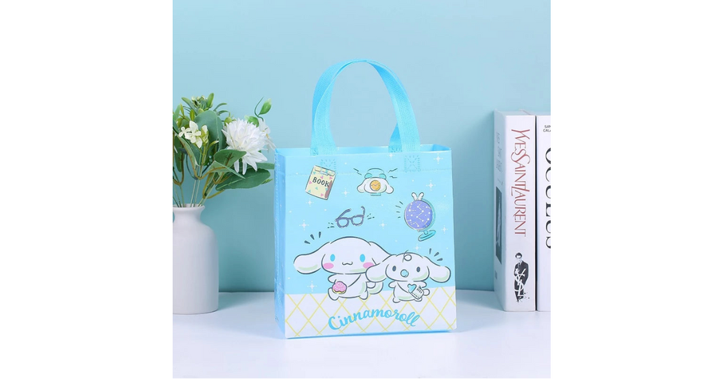cartoon cute Sanrio portable storage bag handbag non-woven waterproof bag student supplies -Cinnamoroll
