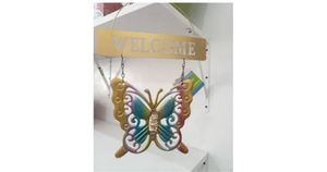 Garden Collections Garden Welcome Butterfly Sign Color Gold