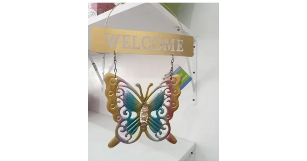 Garden Collections Garden Welcome Butterfly Sign Color Gold