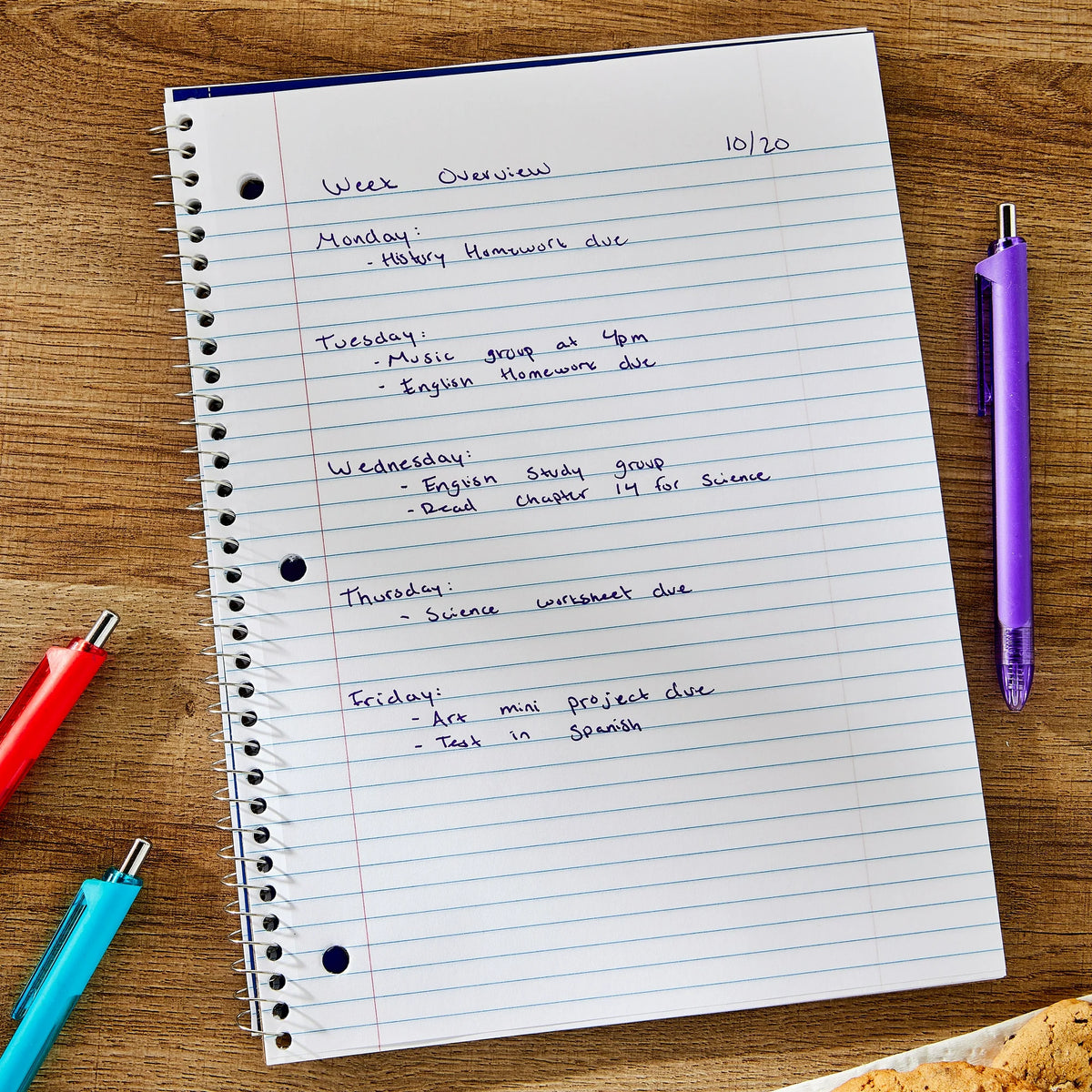 PEN + GEAR College Rule 1-Subject Notebook, 10.5" x 8", Purple, 70 Sheets
