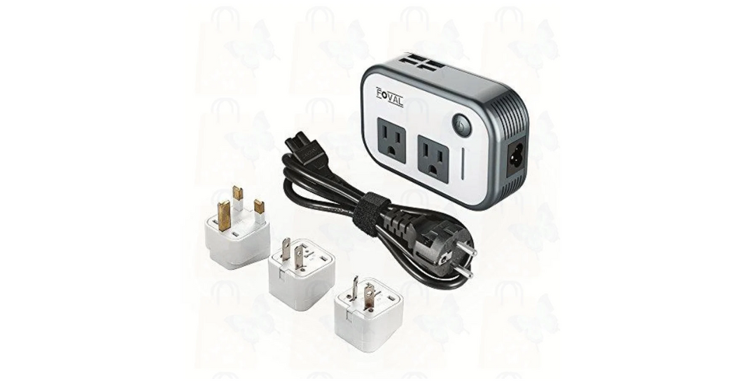 Foval Power Step Down 220V to 110V Voltage Converter with 4-Port USB International Travel Adapter for China UK European Etc - [Use for US appliances Overseas]