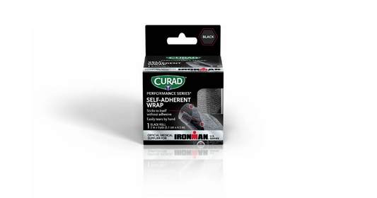 CURAD Performance Series Ironman Self-Adherent Wrap for Pain Management and Support, Black, 2" x 5 Yds, 1 Roll