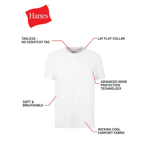 Hanes Men's Value Pack White Crew T-Shirt Undershirts, 6 Pack