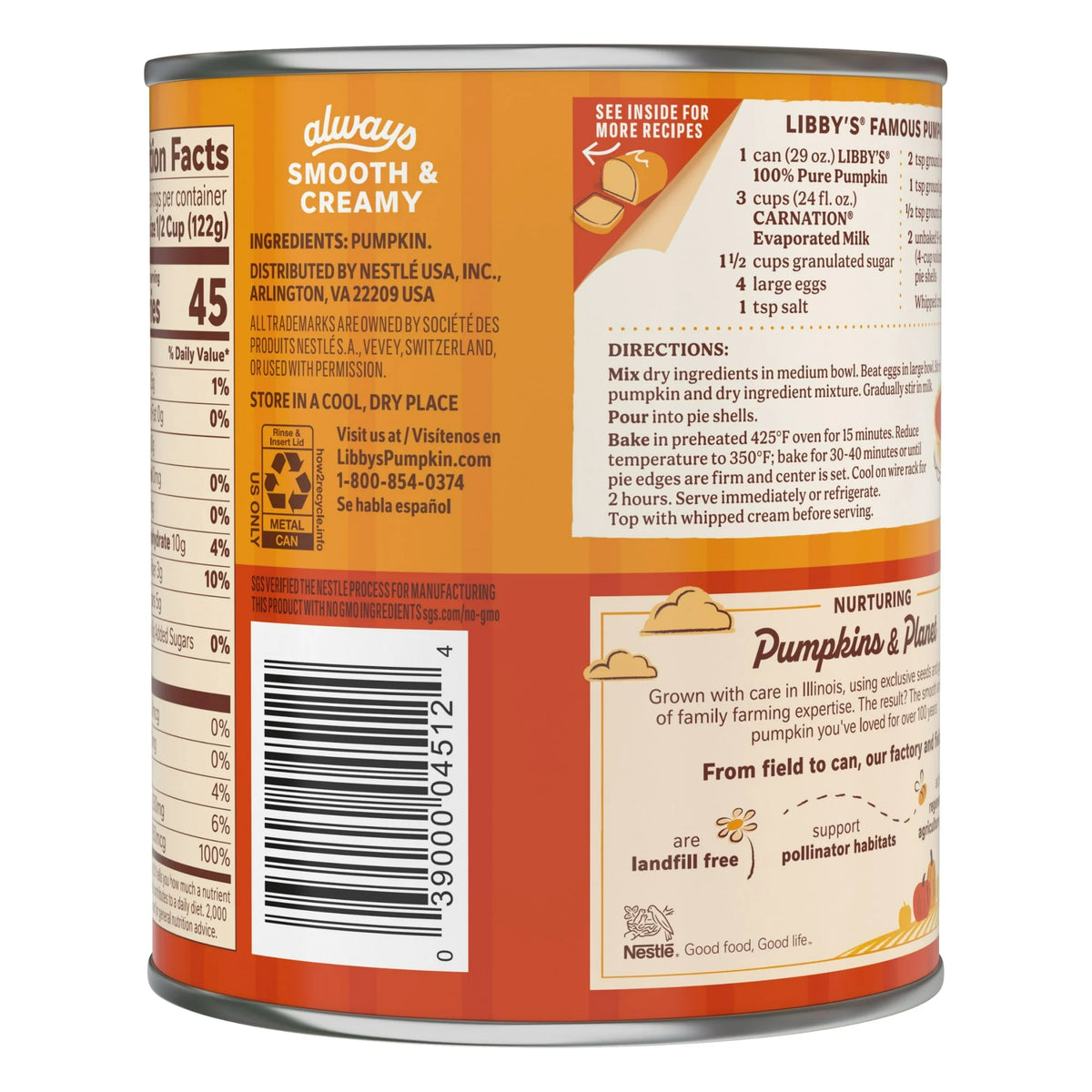 Libby's 100% Pure Canned Pumpkin All Natural No Preservatives, 29 oz