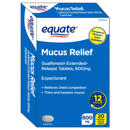 Equate Mucus ER Extended-Release Tablets, 600 mg, 20 Count