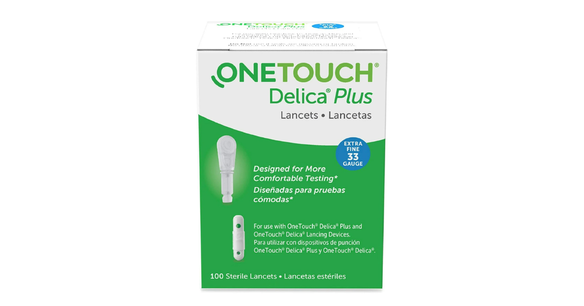 OneTouch Delica Plus Lancets for Diabetes Testing | Extra Fine 33-Gauge Lancets for Blood Test 100 Ct