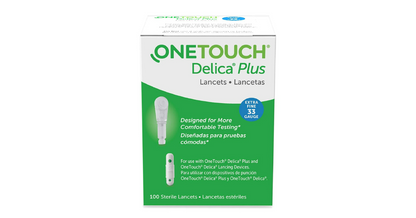 OneTouch Delica Plus Lancets for Diabetes Testing | Extra Fine 33-Gauge Lancets for Blood Test 100 Ct