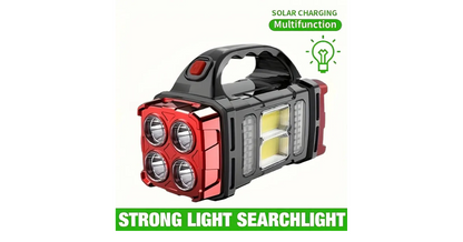 Versatile Solar-Powered Flashlight with 1500mAh Rechargeable Battery, USB Charging & Red Light - Perfect for Camping, Fishing & Outdoor Adventures
