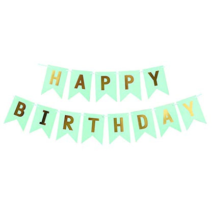 Green Birthday Banner with Gold Letters