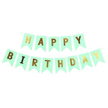 Load image into Gallery viewer, Green Birthday Banner with Gold Letters
