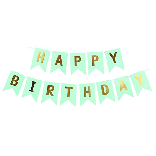 Green Birthday Banner with Gold Letters